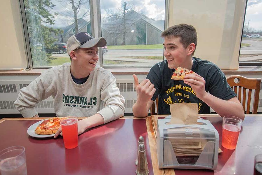 Students in an on campus eatery